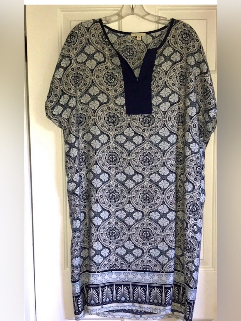 Pleione Navy Blue Geometric Mandala Print Shift Dress XL